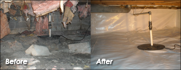 Crawlspace Sump Pump Before and After Photos