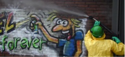 Graffiti removal by Soda Blasting